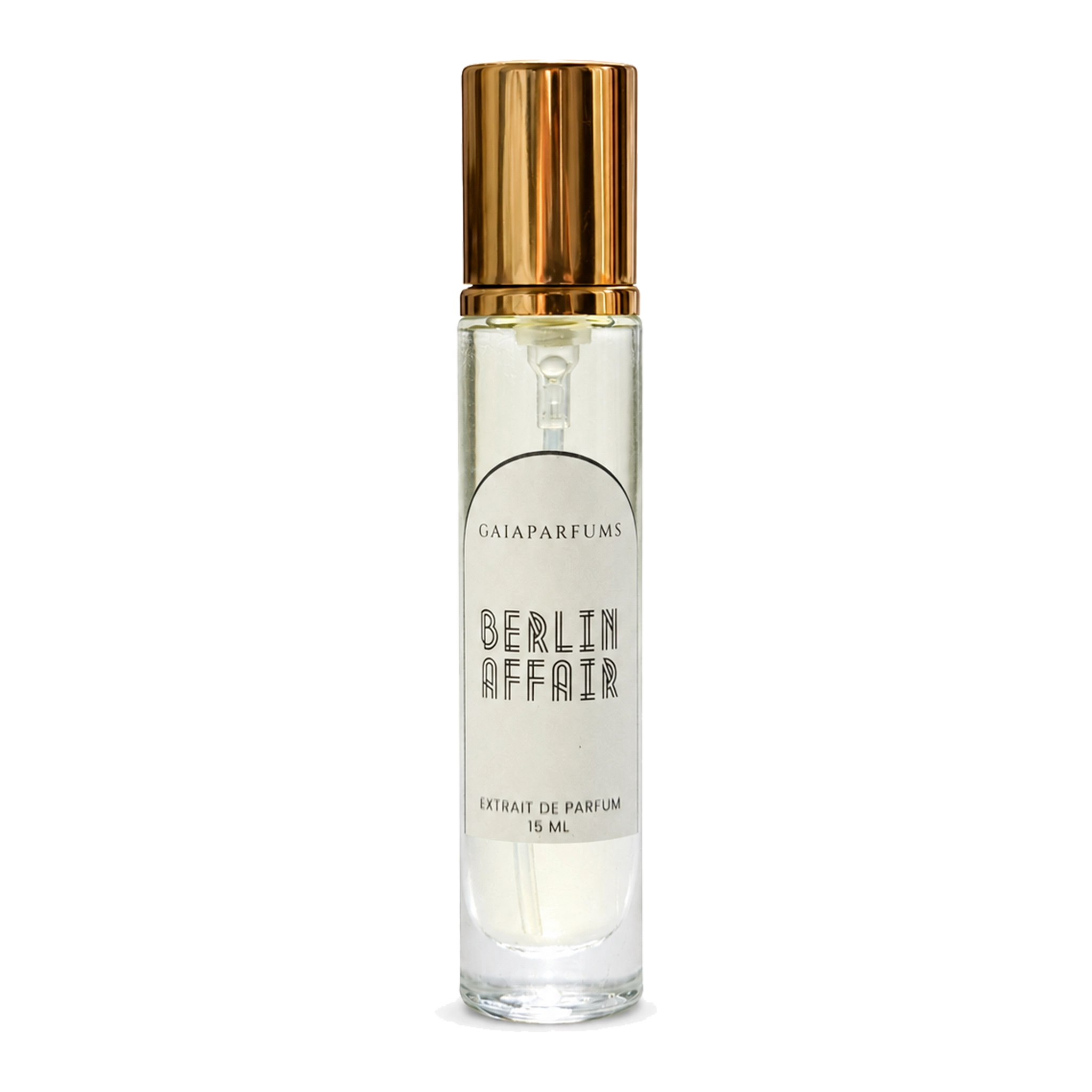 The Berlin Affair perfume sample by GAIA Parfums with citrus, absinthe, aquatic, vetiver and musk notes. 15ml bottle